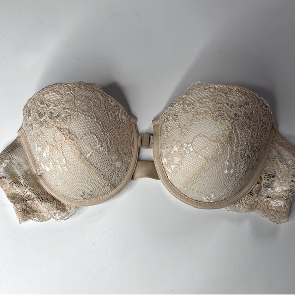 Nude French Strapless Lace Push-Up Bra - Picture 1 of 8